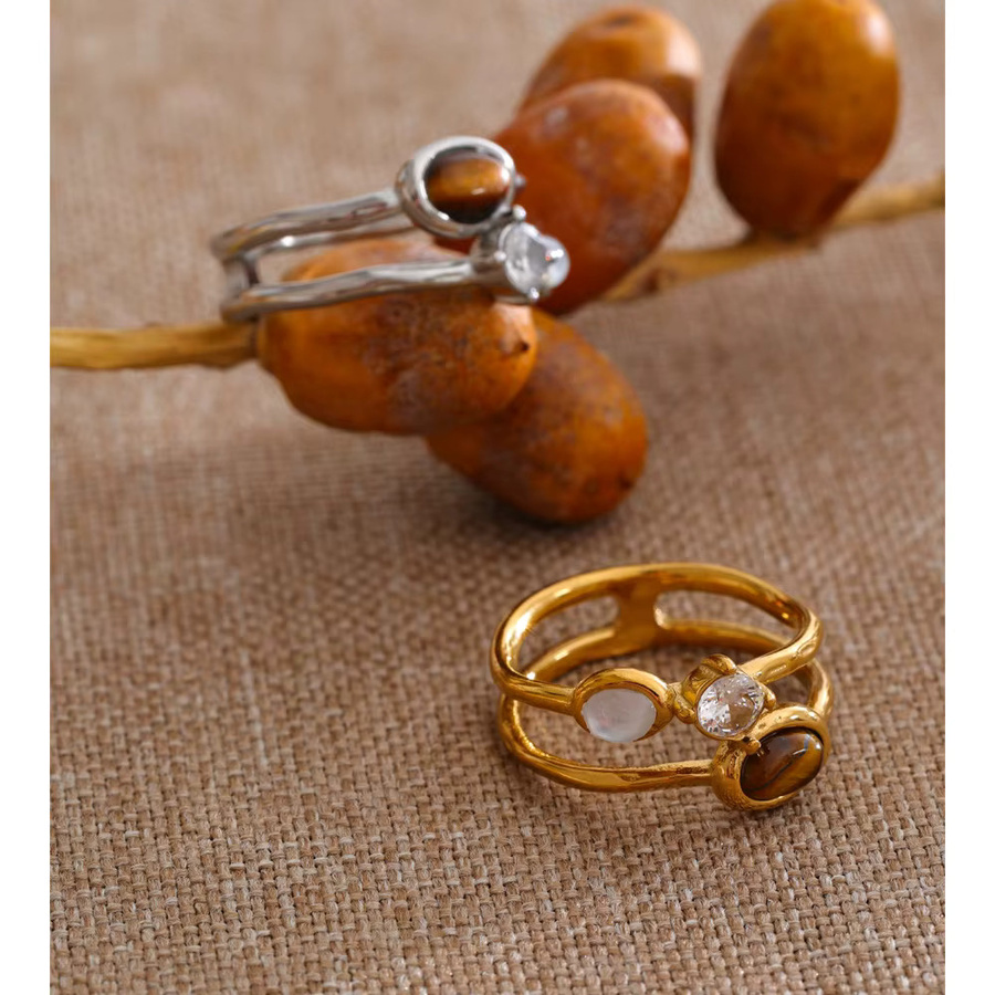 Yhpup Ring Edelstahl, Zirkonia, Gold, Damen - Bild 4