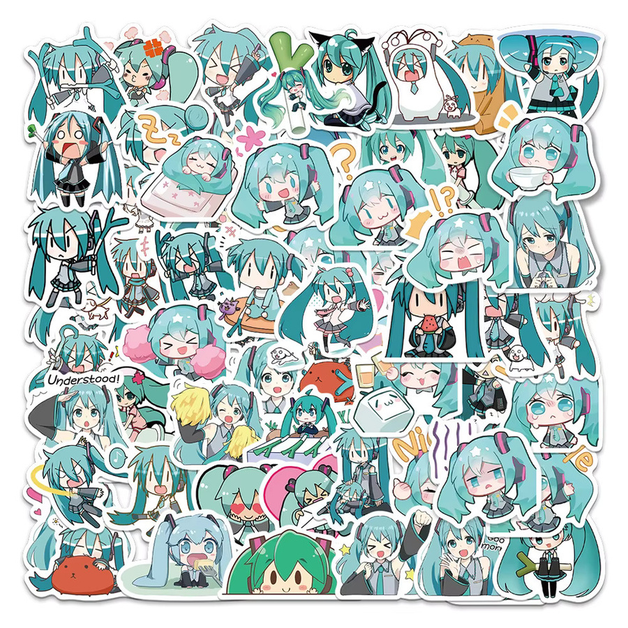 Bandai Hatsune Miku Aufkleber, Bunt / Mehrfarbig, 50-teiliges Set - Bild 1