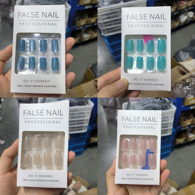 HotPress Kunstnägel, Katzenaugen-Design, kurz, quadratisch, blau grün rosa, glänzend - Bild 1