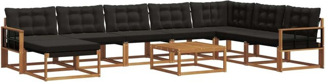 vidaXL Outdoor-Sofagarnitur aus Akazienholz und Textilene mit Kissen, 25-teilig, Schwarz und Natur - Bild 1