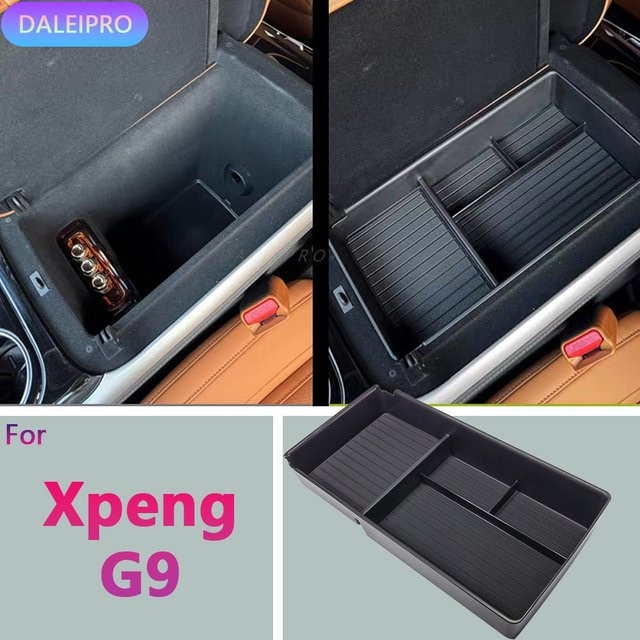 Xpeng G9 Center Console Organizer Armlehnen-Ablagebox mit Telefonhalter und Getränkehalter aus ABS in Schwarz - Bild 1