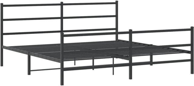 vidaXL Bettgestell aus Metall mit Kopf- und Fußteil in Schwarz, B/T/H: 200 x 200 x 106 cm - Bild 1