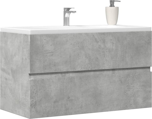 VIDAXL Waschbeckenschrank in Betongrau, moderner Badezimmerschrank mit Schranktüren, B/T/H: 90 x 38,5 x 45 cm - Bild 1
