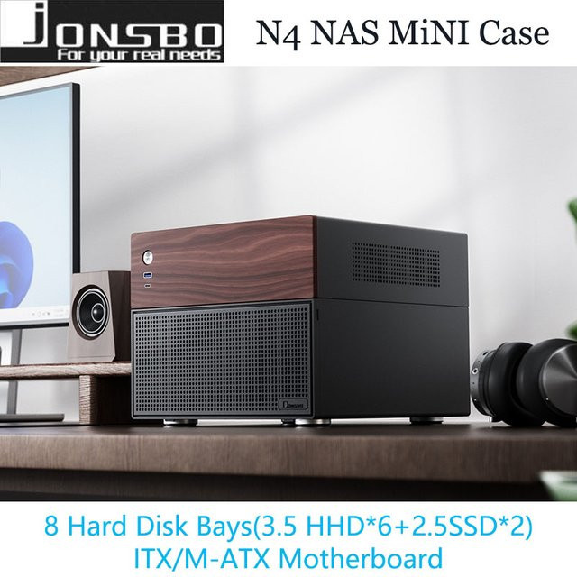 Jonsbo N4 Mini NAS Computergehäuse für ITX und M-ATX Mainboards mit Platz für 8 Festplatten und bis zu 230mm Grafikkarte in Schwarz oder Weiß - Bild 1