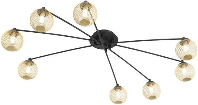 QAZQA Athens Wire Moderne Deckenleuchte aus Stahl in Schwarz und Gold mit 8 G9 Leuchten - Bild 1