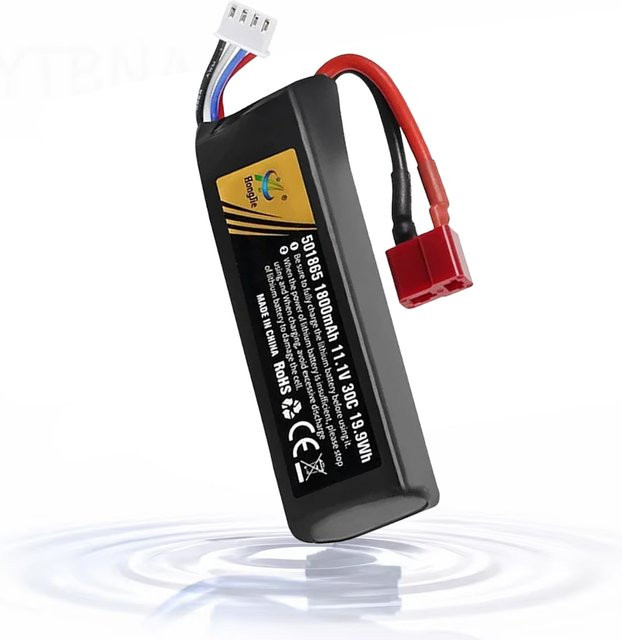 HONGXUNJIE Lithium-Polymer-Akku 501865 mit T-Stecker, 11,1V, 1800mAh, 30C, Schwarz - Bild 1