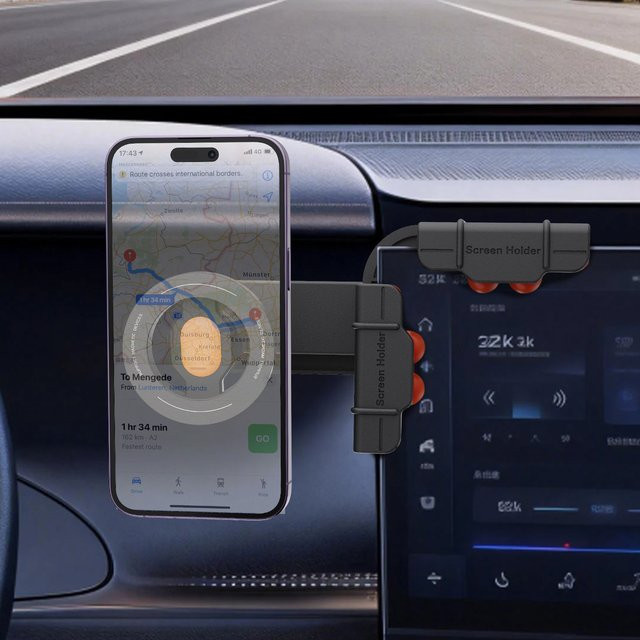 Homhu Magnetische Autotelefonhalterung für Tesla Model Y und Model 3, drehbare Stützhalterung für das Center Control Screen, Schwarz oder Orange - Bild 1