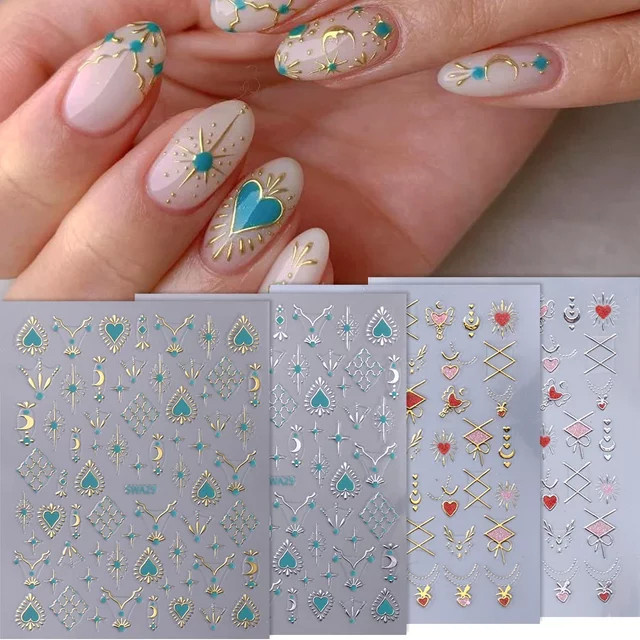 SWEET TREND Nail Art Aufkleber, Gold Silber Metallic, Unisex - Bild 1