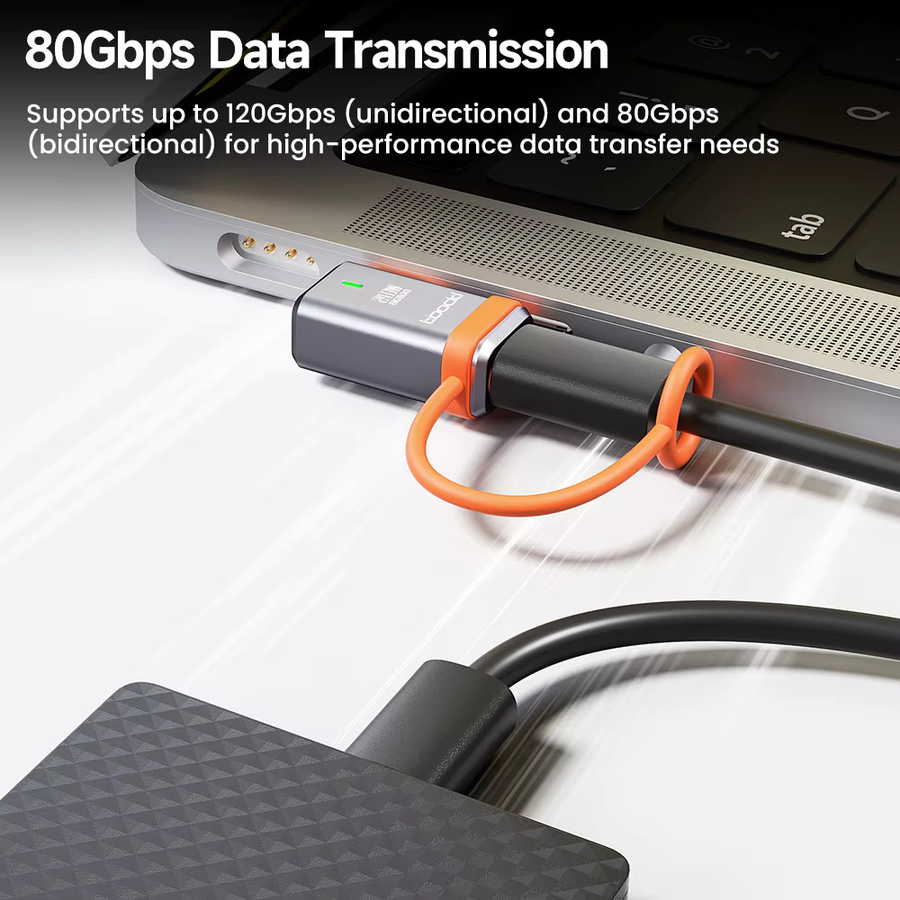 Toocki USB4.0 OTG-Adapter 240W mit 8K@60Hz und 80Gbps, 90-Grad-Typ-C-Konverter für MacBook, Laptop und Mobiltelefon - Bild 3