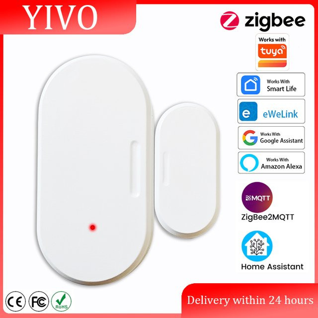 Tuya Zigbee 3.0 Tür- und Fenstersensor in Weiß, intelligenter Kontaktsensor kompatibel mit SmartLife, Zigbee2Mqtt, ZHA und Alexa - Bild 1