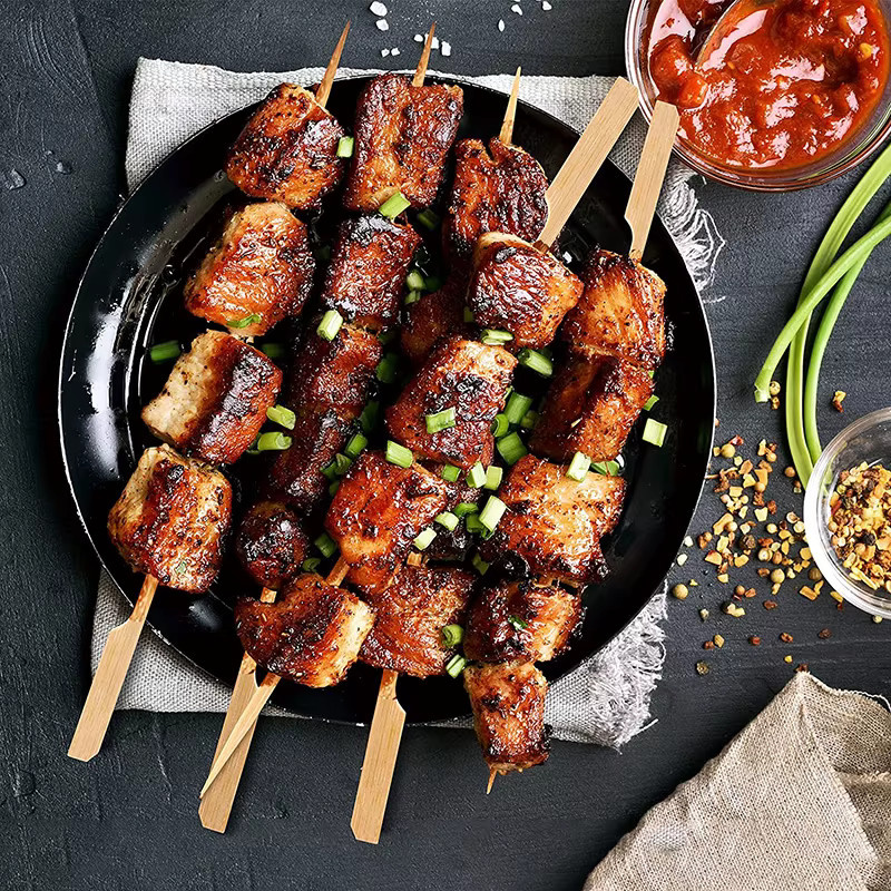 GLANYOMI Bambusspieße aus Holz in Beige, 200 Stück runde Grillspieße für Vorspeisen, Obst und Snacks - Bild 2