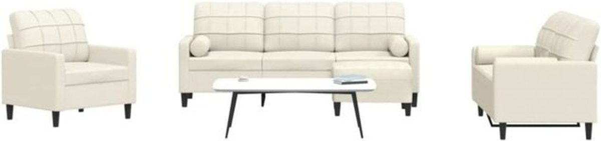 Vidaxl 4-tlg. Sofagarnitur in Beige aus Samt mit Kissen und Nackenrollen im modernen Design - Bild 1