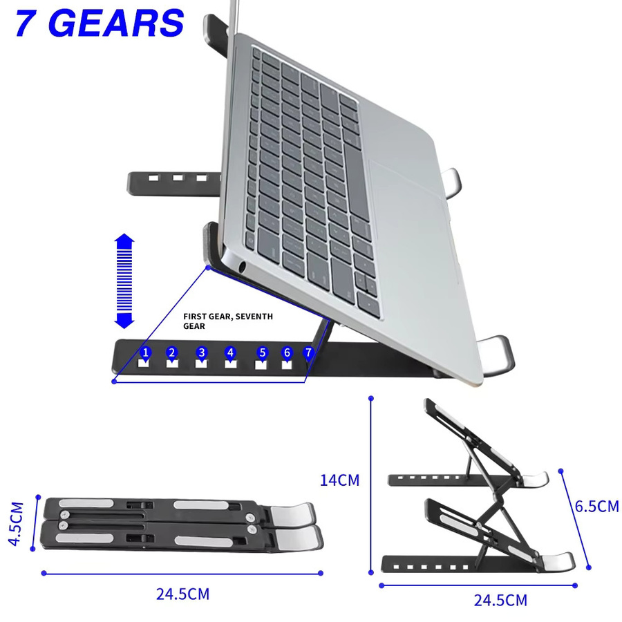 Faltbarer Laptop-Ständer aus ABS in Pink mit 7 Stufen, universeller tragbarer Tablet-Computer-Halter für MacBook, Apple Air Pro und Lenovo - Bild 3