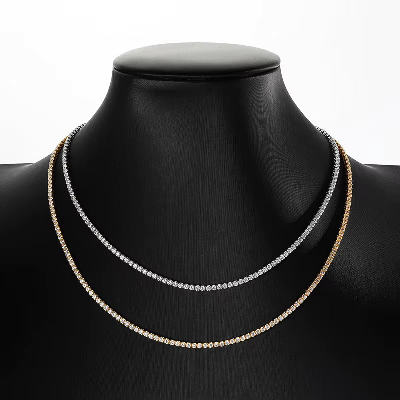 Smyoue Tennis-Halskette, 925 Silber, Zirkonia, Unisex - Bild 3