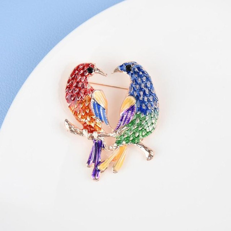 YIRAN Jewelry Brosche, Mehrfarbige Emaille-Legierung, Doppelvogel, Damen