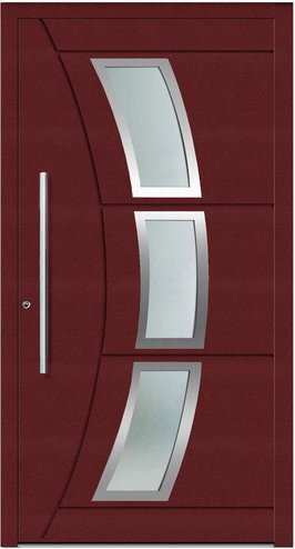 KNOCK Aluminium-Haustür Terra Nova in Purpur-Rot mit Glaseinsatz, modern, B: 110,0 cm, H: 210,0 cm, T: 58,4 cm - Bild 1