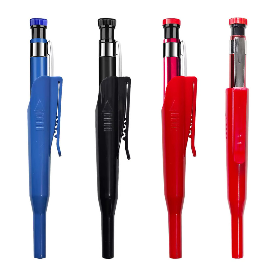 MROOFUL Druckbleistift aus Metall mit 2,8mm Graphit Mine in Rot für Profi-Zimmerleute und Holzarbeiter mit Taschenclip - Bild 4