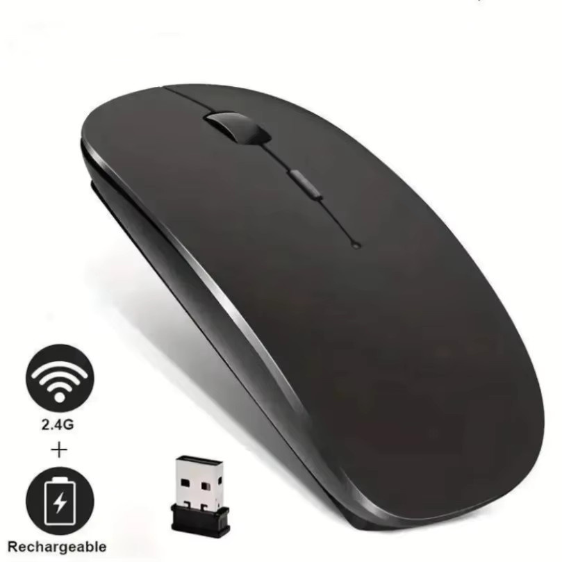 VIKEFON Kabellose Gaming-Maus mit Bluetooth, ergonomisches Design, leise und wiederaufladbar, Farbe: Schwarz - Bild 2