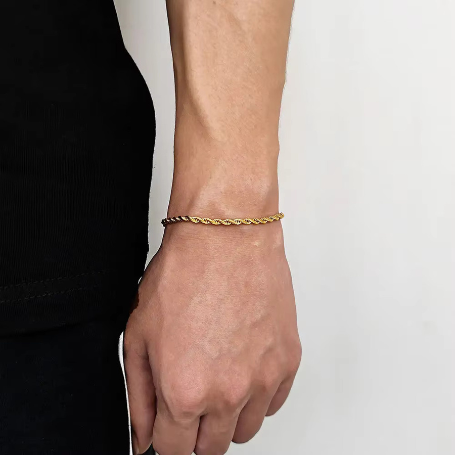 WKOUD Armband Edelstahl, Gold, 2-6mm, Unisex - Bild 2