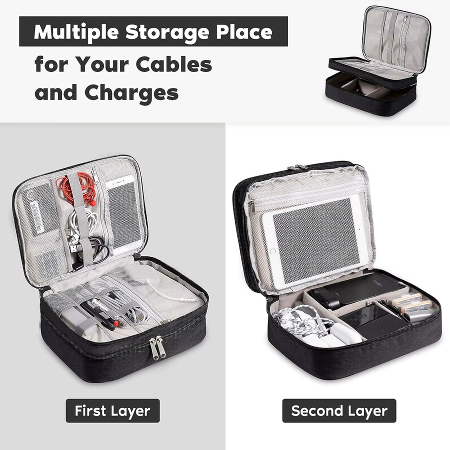 Halilulu Tragbare Reise Kabel-Organizer Tasche in Blau, Wasserdichte Aufbewahrungstasche für digitale Elektronik und USB-Zubehör - Bild 2