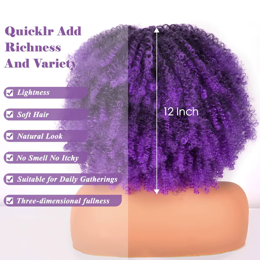 BUDABUDABUDA Afro-Perücke, 30,5 cm, Ombre-Lila, synthetisch, Damen - Bild 3