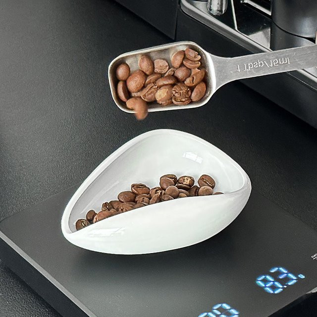 YUAN-ECT Keramik-Kaffeedosierbecher und Tee-Aufbewahrungstablett aus Keramik und Walnussholz in Braun und Weiß - Bild 1