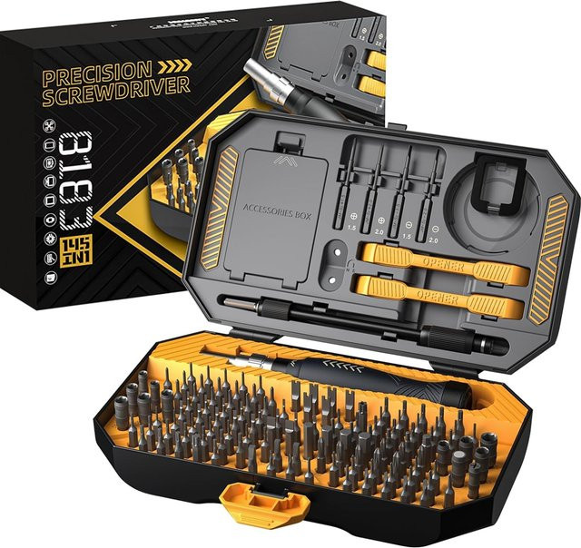 Jakemy JM-8183 Präzisions-Schraubendreher-Set 145 in 1 mit magnetischen CR-V Bits in Schwarz - Bild 1