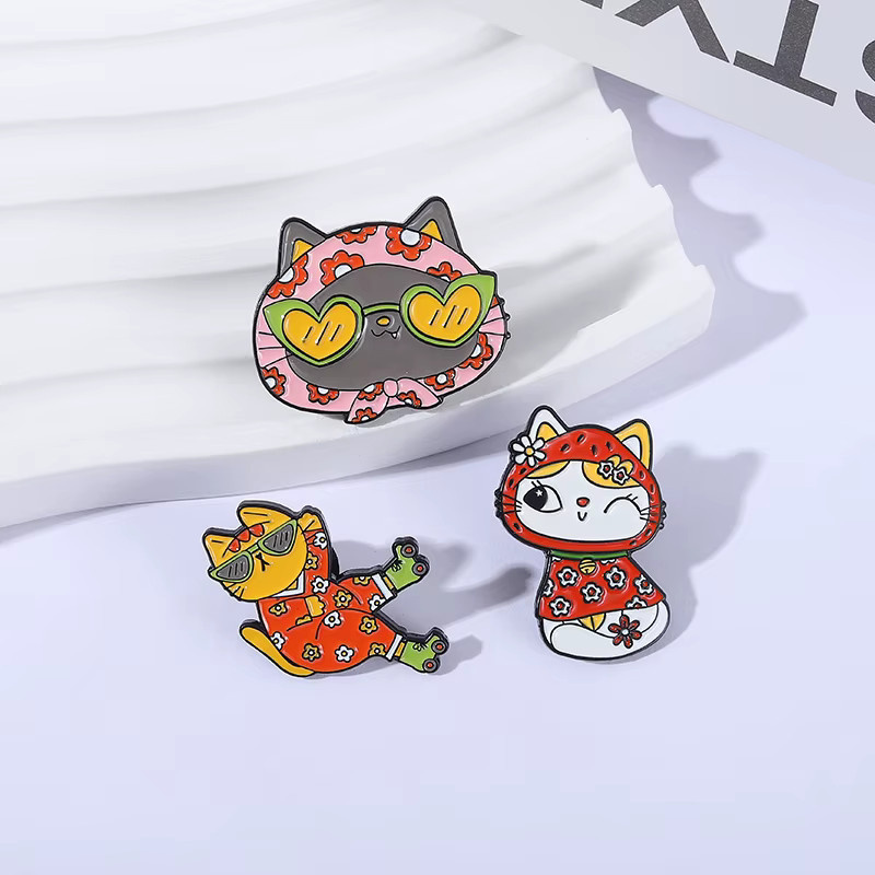 QIHE JEWELRY Brosche Anime Katzen, Emaille, Bunt - Bild 2