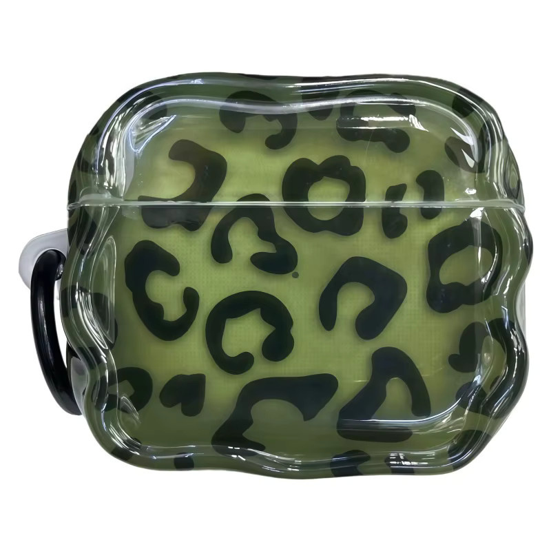 Stoßfestes Kopfhörer-Etui mit Leopardenmuster und Ring für AirPods 1, 2, 3, 4, Pro, Pro 2, Pro 3 in Dunkelgrün - Bild 7