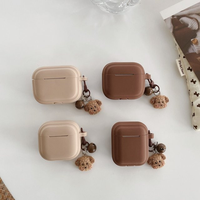 Weiche Silikon-Schutzhülle für Apple AirPods 4, 3, 2, 1 und Pro 2, Pro 3 mit Kaffeehund-Design und Schlüsselanhänger, Paar - Bild 1