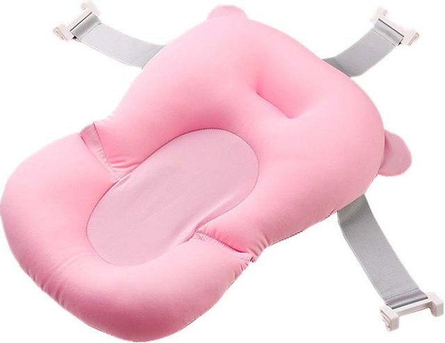 Rutschfestes Kidsly Babybadekissen für Neugeborene aus Silikon und Textil, schwimmende Badewannenauflage in Pink oder Blau, B/T/H: 56 x 40 x 40 cm - Bild 1