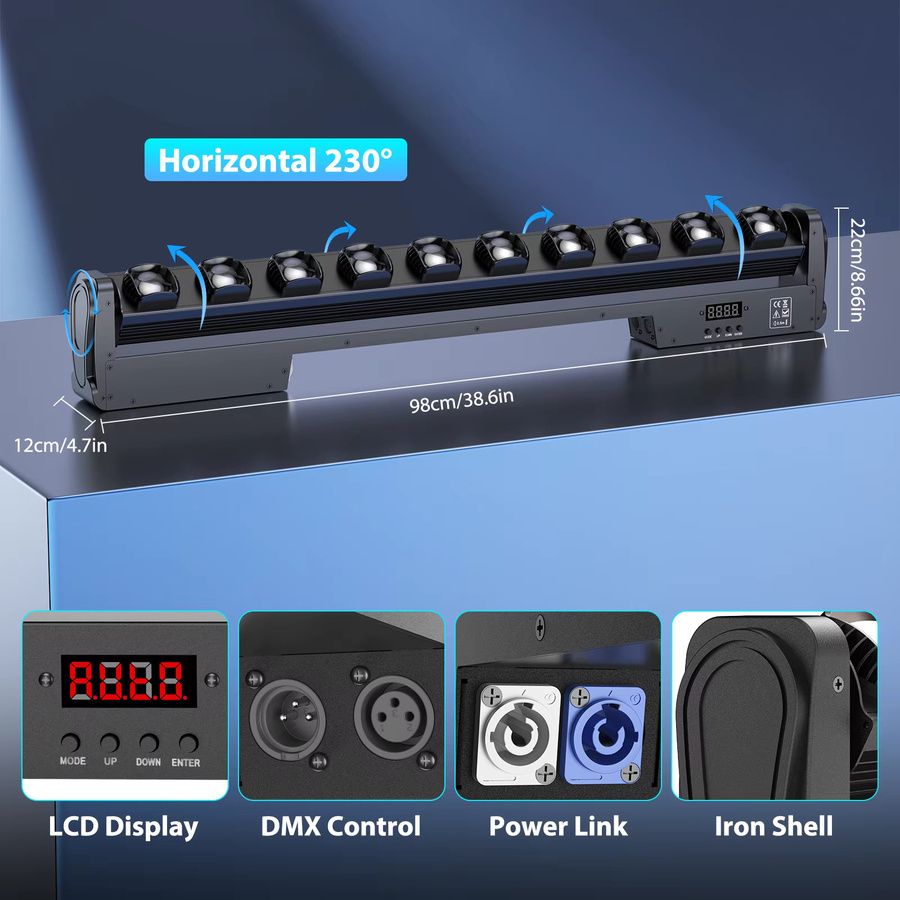 Yiflamefly 4er-Set RGBW LED Wall Washer Lichtleisten mit 250W Swing Dot Beam Effekt und DMX-Steuerung für DJ-Beleuchtung, Schwarz - Bild 5