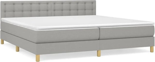 vidaXL Boxspringbett mit Matratze Hybrid-Design in Hellgrau, B/T/H: 200 x 200 x 203 cm - Bild 1