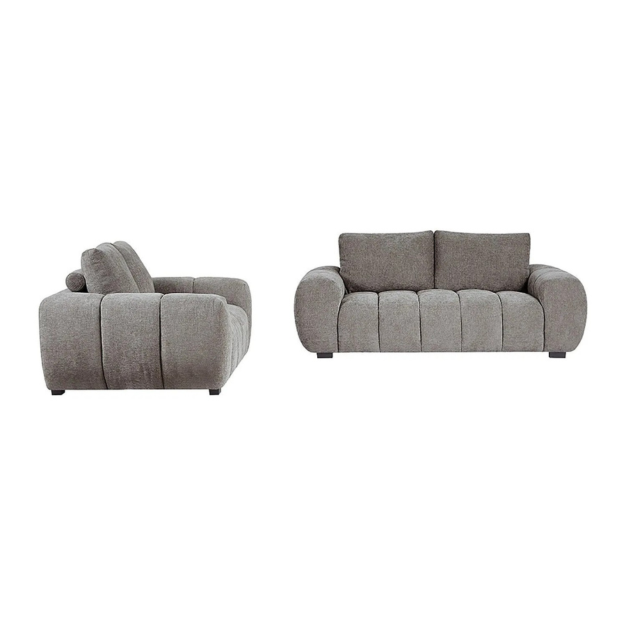 Vente-unique Couchgarnitur Berenia in Grau, gesteppte Stoff-Sitzgruppe bestehend aus 2-Sitzer und 3-Sitzer, Breite: 168 cm, Breite: 196 cm - Bild 2