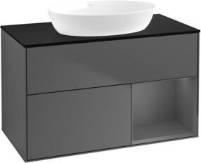 V&B Waschtischunterschrank Finion 100 Wandbeleuchtung in Anthrazit lackiert, B: 100 cm, T: 50,1 cm, H: 50,1 cm - Bild 1