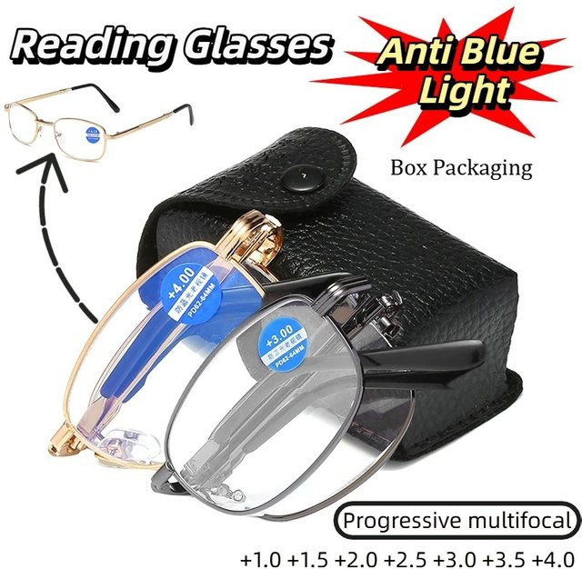 MOYOKA Lesebrille, Vollrand, rechteckig, Metall, blau - Bild 1
