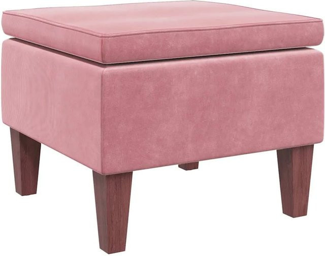 vidaXL Hocker aus rosa Samt mit Holzbeinen - Bild 1