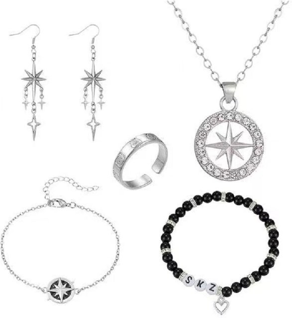 SKZOO Schmuck-Set, Halskette, Armband, Ringe, Ohrringe, Silber, Damen - Bild 1