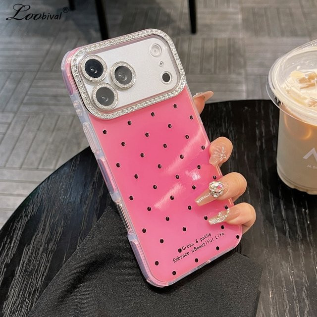 Loobival Glitzer-Diamant-Polka-Dots Handyhülle für iPhone mit Kameraschutz in Bunt und Blau - Bild 1