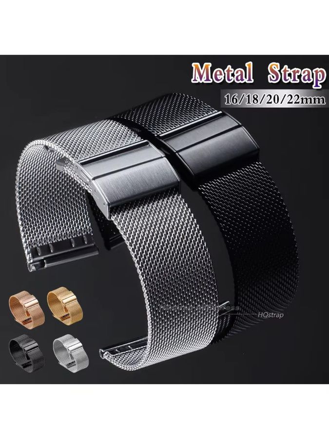 HQstrap Uhrenarmband Milanaise, Edelstahl, Silber, Unisex - Bild 6