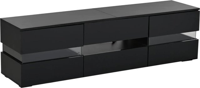 okwish TV Schrank mit LED Türen in Hochglanz Optik, Schwarz, B/T/H: 160 x 39 x 45 cm - Bild 1