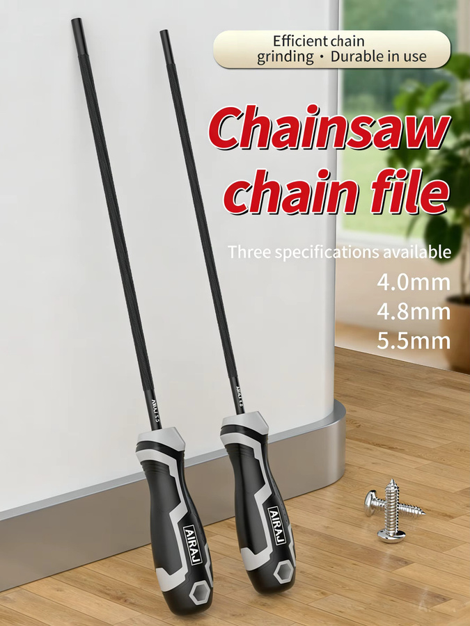 DTBD Rundes Kettensägenfeilen-Set aus Hochkarbon-Stahl in Schwarz mit 4 mm, 4,8 mm und 5,5 mm für die Holzbearbeitung - Bild 6