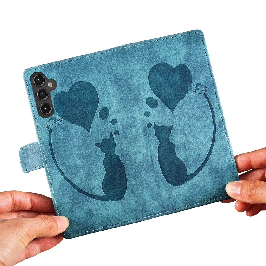 3D Katze Leder Handyhülle mit Brieftaschenfunktion für Samsung Galaxy A-Serie in Braun - Bild 3