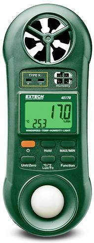 Extech 45170 Multifunktions-Umweltmessgerät 4in1 mit Typ-K-Fühler für Temperaturmessungen von -100 bis +1300°C in Grün - Bild 1