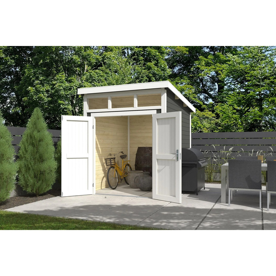 Lasita Holz-Gartenhaus Kibo mit Flachdach in Grüngrau, B/H/T: 220 x 245,1 x 273,8 cm - Bild 3