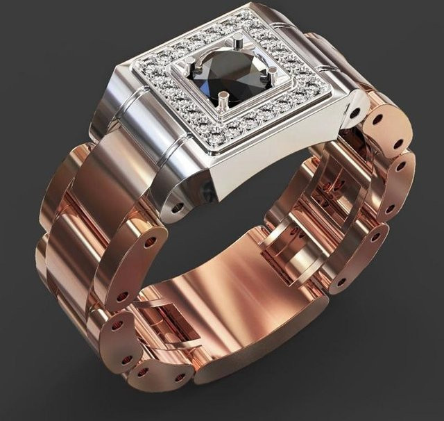 Ring 18K Multi-Roségold, Saphir, Diamant, Unisex - Bild 1