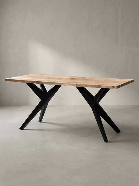 KADIMA DESIGN Esstisch aus Massivholz Akazie und Metall im Loft-Stil, rechteckig, braun, B/T/H: 180 x 90 x 76 cm - Bild 1