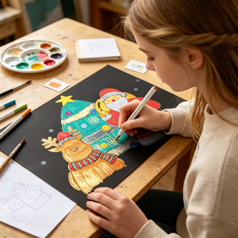 GN Metallic-Farbmarker Set mit 30 weichen Pinselspitzen, wasserfeste Kunststifte in Multicolour für Steinmalerei und DIY-Bastelbedarf - Bild 4