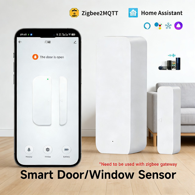 Tuya Zigbee 3.0 Tür- und Fenstersensor in Weiß, kompatibel mit Home Assistant, Alexa und Zigbee2MQTT (Zigbee-Hub erforderlich) - Bild 1