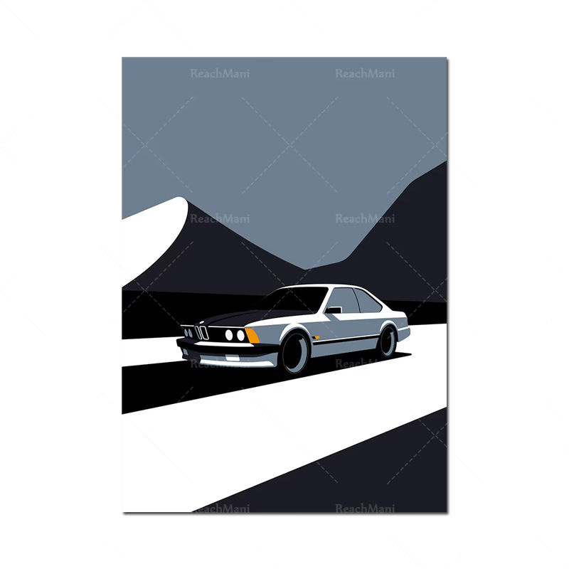 Rahmenloser HD-Kunstdruck Leinwandgemälde Klassisches 911 Auto Motiv in Hochformat, Mehrfarbig - Bild 3